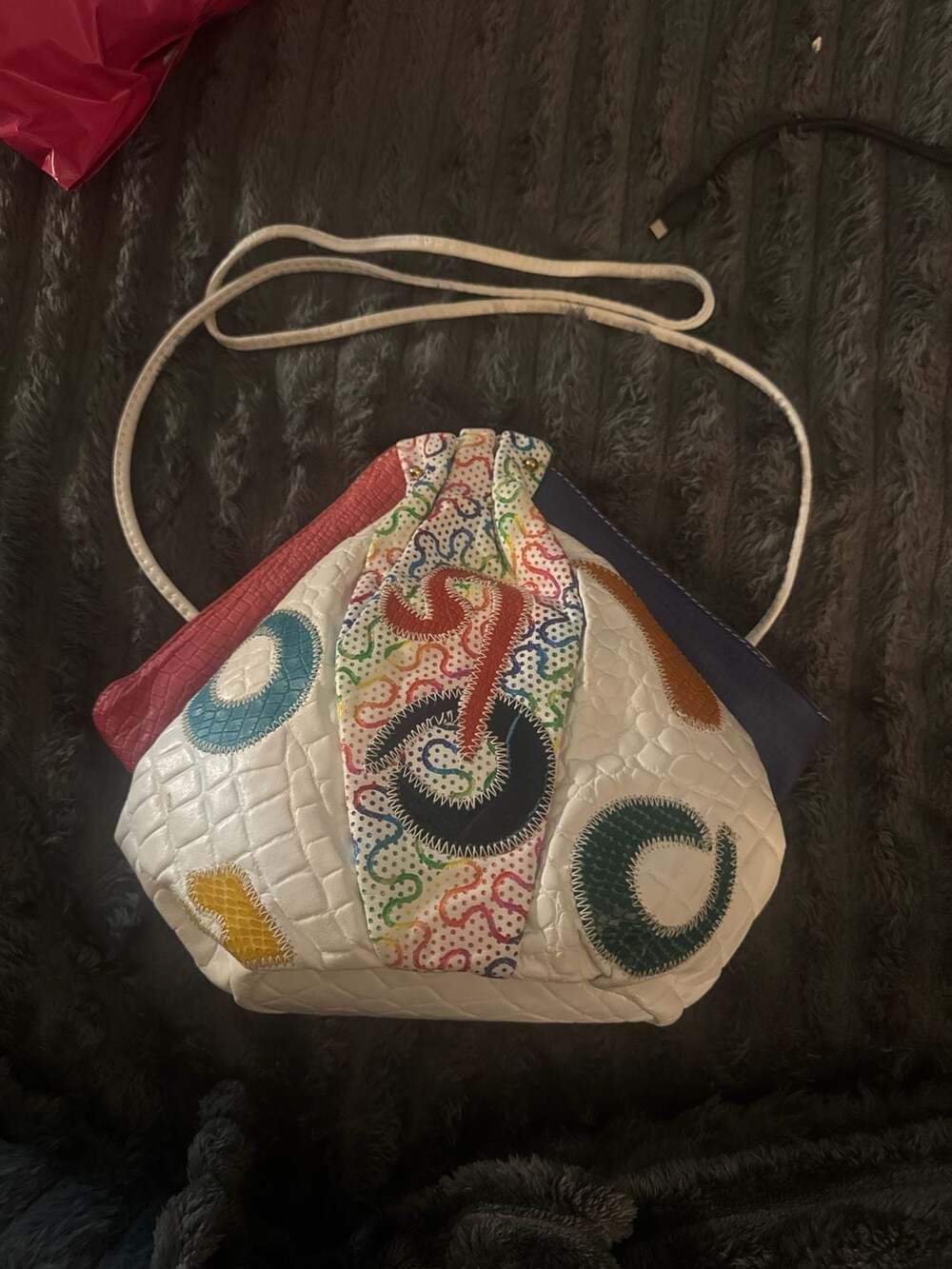 Vintage 80s Samir Genuine Leather Colorblock Patchwork Shoulder Bag Made in USA